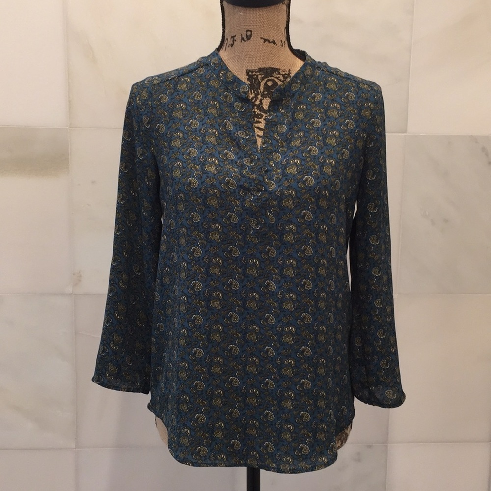 Green paisley blouse